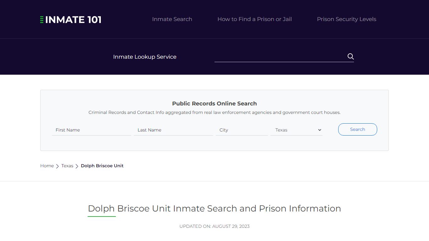 Dolph Briscoe Unit Inmate Search, Visitation, Phone no. & Mailing ...